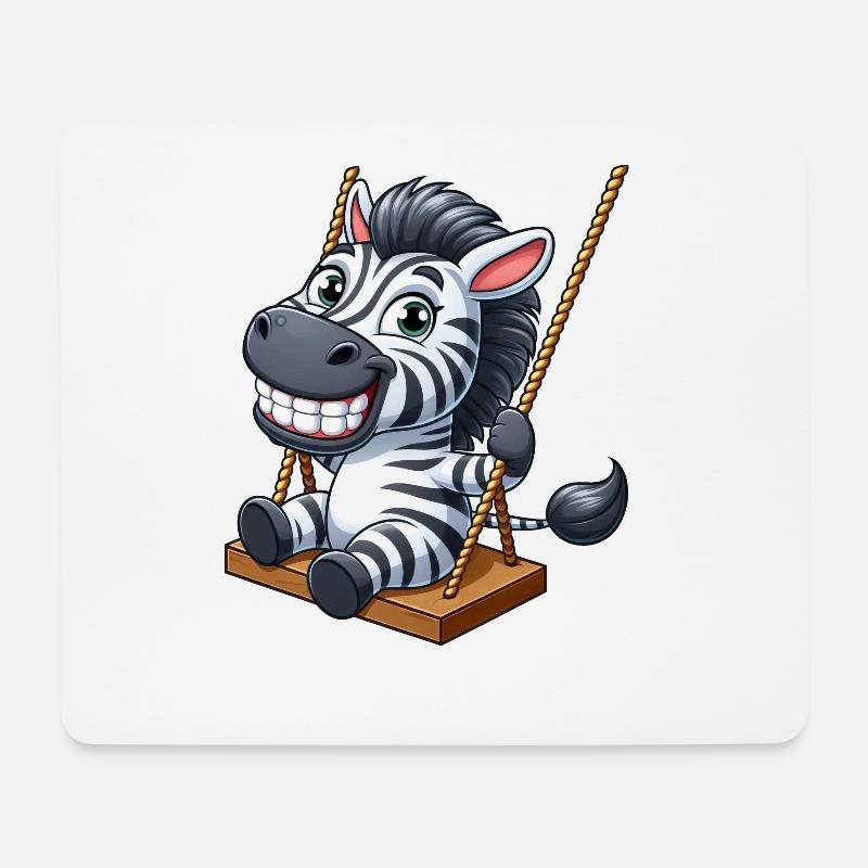 Süßes Zebra schaukeln Cartoon grinsen - Mousepad (Querformat) - Weiß