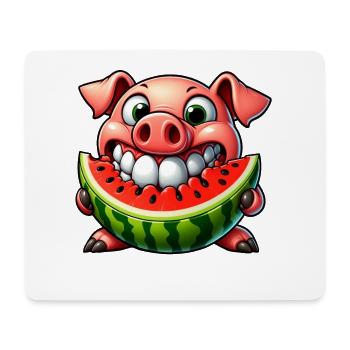 Skurriles Schwein mit Wassermelone Freude und - Mousepad (Querformat) - Weiß - Vorne