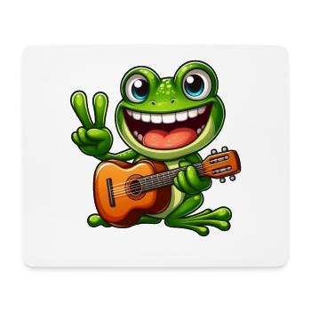 Frosch Gitarre Gitarrist Süß Comic Musiker Peace - Mousepad (Querformat) - Weiß - Vorne