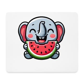 Cute elephant with watermelon summer joy - Mouse Pad (horizontal) - white - Front