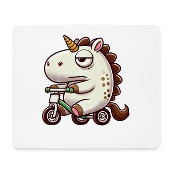 Unicorn on tricycle funny whimsical mythical creature - Mouse Pad (horizontal) - white - Front