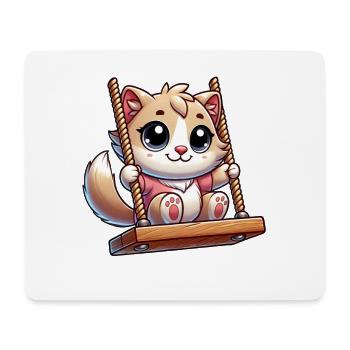 chat mignon bercement dessin animé aire de jeux amusant - Tapis de souris (format paysage) - blanc - Devant