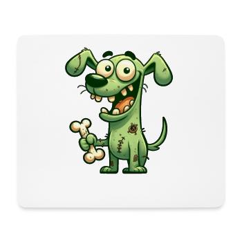 Halloween chien drôle zombie dessin animé - Tapis de souris (format paysage) - blanc - Devant