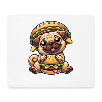 Skurriler Mops Burger Hut Hund Fast Food - Mousepad (Querformat) - Weiß - Vorne