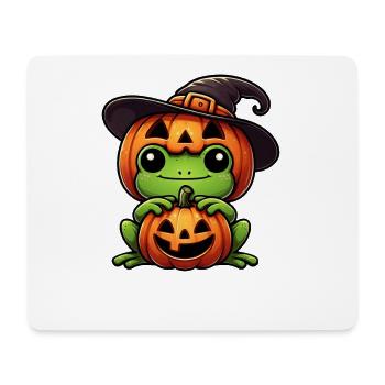 Cute Halloween Frog Witch Hat Pumpkin Cartoon - Mouse Pad (horizontal) - white - Front