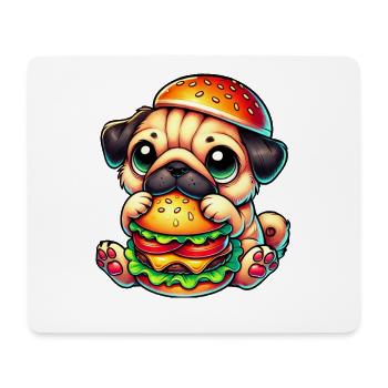 Süßer Hund Mops Hamburger Cheeseburger Fast Food - Mousepad (Querformat) - Weiß - Vorne