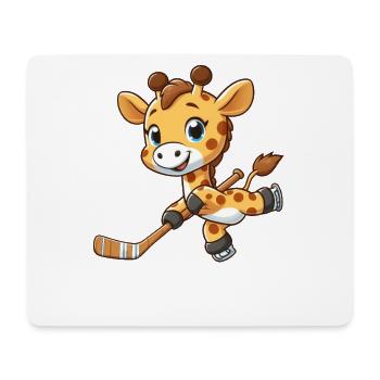 girafe mignonne jouant au hockey sur glace dessin animé jeux de hockey - Tapis de souris (format paysage) - blanc - Devant