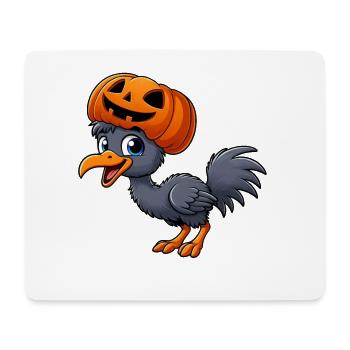 Funny Ostrich Emu Pumpkin Hat Halloween Cartoon - Mouse Pad (horizontal) - white - Front