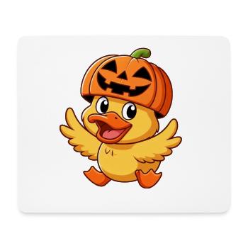 Halloween canard émeu citrouille drôle dessin animé chapeau de citrouille - Tapis de souris (format paysage) - blanc - Devant