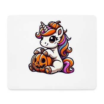 Mignon Licorne Halloween Citrouille Dessin animé - Tapis de souris (format paysage) - blanc - Devant