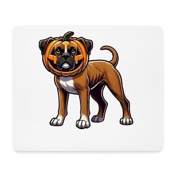 Mignon Halloween Boxer Chien Dessin animé Citrouille - Tapis de souris (format paysage) - blanc - Devant
