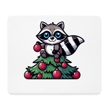 Skurriler lustiger Waschbär Weihnachtsbaum - Mousepad (Querformat) - Weiß - Vorne