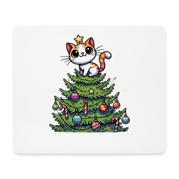 Lustige Katze Weihnachtsbaum Skurril - Mousepad (Querformat) - Weiß - Vorne