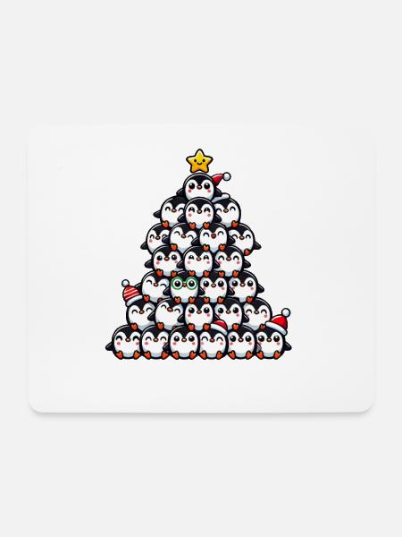 Pinguin Weihnachten lustiger Tannenbaum - Mousepad (Querformat) - Weiß