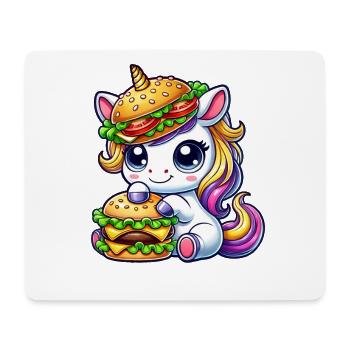 Süßes Einhorn Hamburger Cheeseburger Cartoon Skurr - Mousepad (Querformat) - Weiß - Vorne