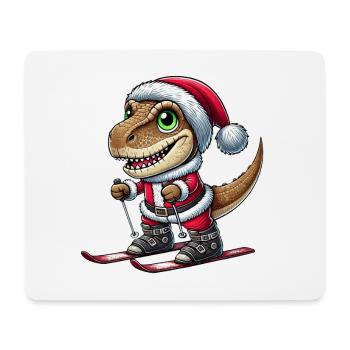 Noël Dino Skier Trex Père Noël - Tapis de souris (format paysage) - blanc - Devant