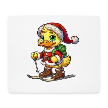 Winter Ente Weihnachten Skifahrer Santa Claus - Mousepad (Querformat) - Weiß - Vorne