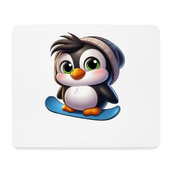 Lustiger Pinguin Snowboard Abenteurer - Mousepad (Querformat) - Weiß - Vorne