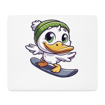 Lustige Ente Snowboarder Cartoon Wintersport - Mousepad (Querformat) - Weiß - Vorne