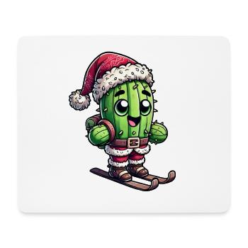 Christmas Cactus Skier Winter Santa Claus - Mouse Pad (horizontal) - white - Front