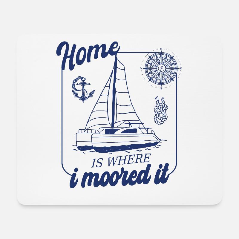 Catamaran-Boot Segelboot Segeln Segler - Mousepad (Querformat) - Weiß
