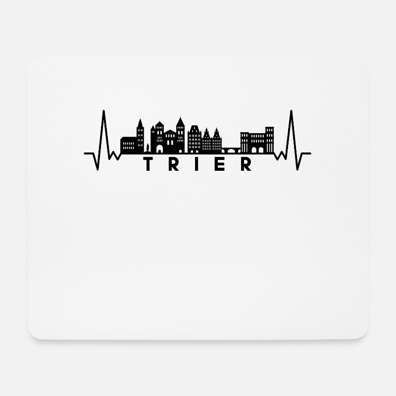 Herzschlag Skyline Deutschland Trier - Mousepad (Querformat) - Weiß