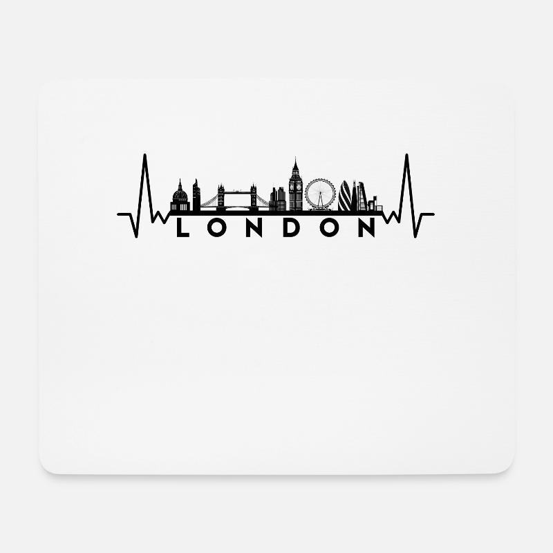 Herzschlag Skyline UK London - Mousepad (Querformat) - Weiß