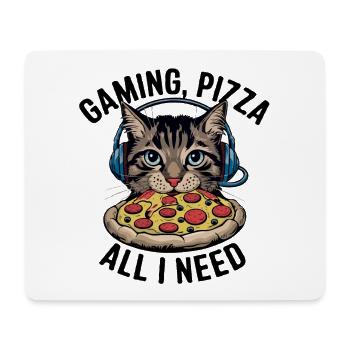 Drôles de chats Jeux Pizza Gamer Gamer Jeux - Tapis de souris (format paysage) - blanc - Devant