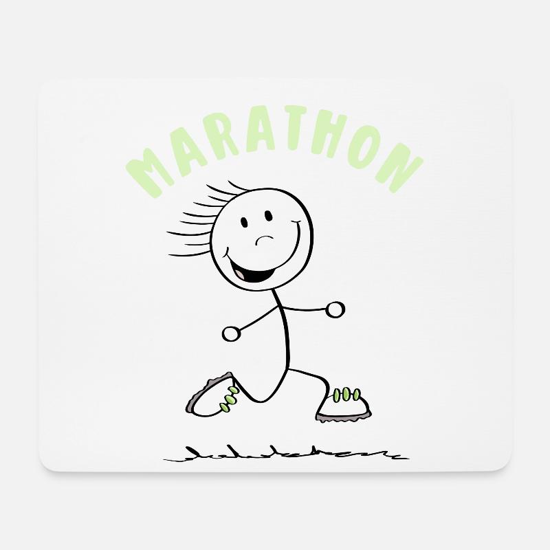 Lustiger Marathon Läufer - Strichmännchen - Mousepad (Querformat) - Weiß