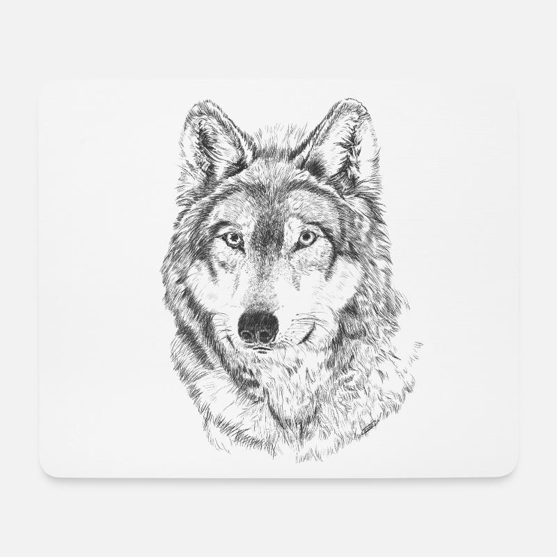 Wolf - Mousepad (Querformat) - Weiß