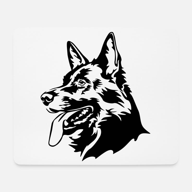 Deutscher Schäferhund Kopf - Mousepad (Querformat) - Weiß