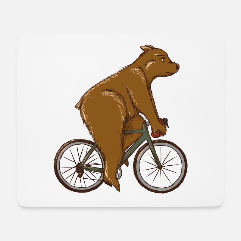 Rennrad Hipster Bär Geschenkidee - road bike bear - Mousepad (Querformat) - Weiß
