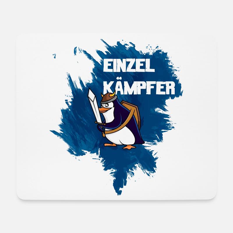 Einzelkämpfer Wikinger-Pinguin - Mousepad (Querformat) - Weiß