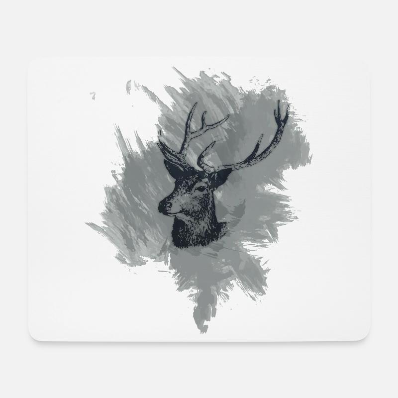 Hirschkopf - Prachtexemplar - Mousepad (Querformat) - Weiß