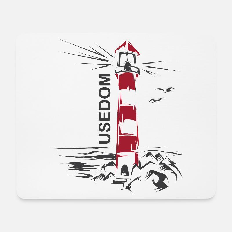 Leuchtturm See Usedom Urlaub rot weiß Meer Ostsee - Mousepad (Querformat) - Weiß