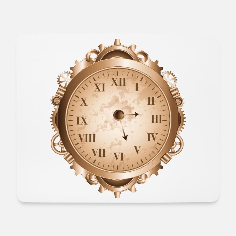 Steampunk Uhr im antiken Look mit Zahnräder - Mousepad (Querformat) - Weiß