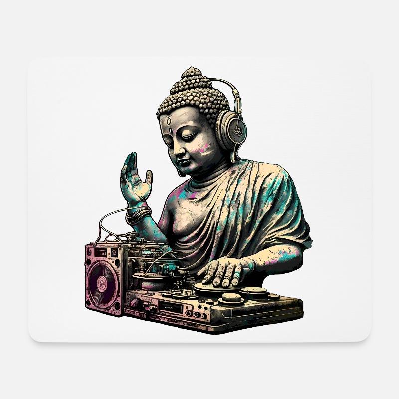 DJ Buddha - Mouse Pad (horizontal) - white