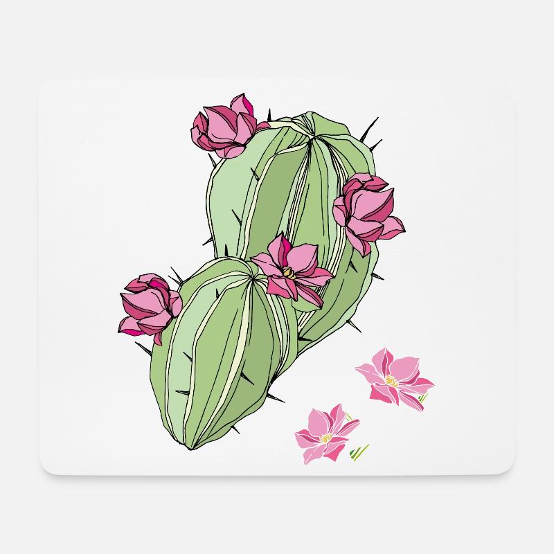 Cactus à fleurs - Tapis de souris (format paysage) - blanc