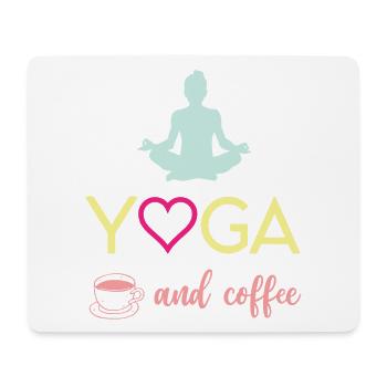 Yoga et café - Tapis de souris (format paysage) - blanc - Devant
