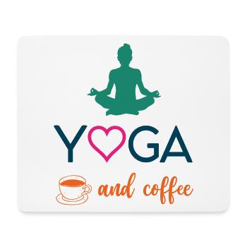 Yoga et café - Tapis de souris (format paysage) - blanc - Devant