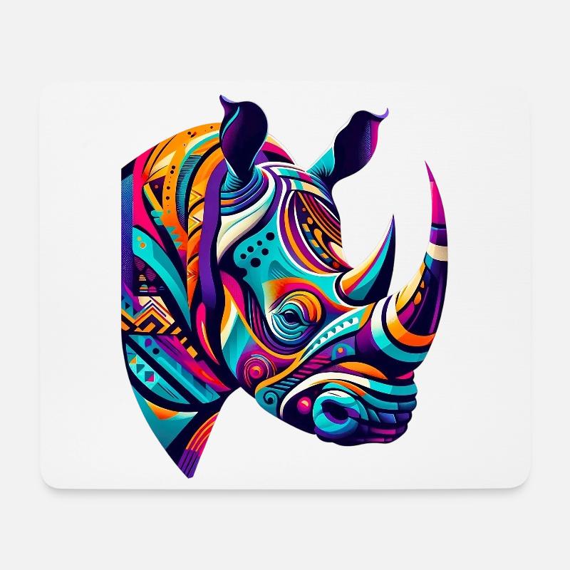 Rhinocéros - Tapis de souris (format paysage) - blanc