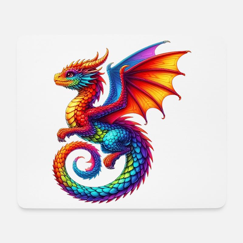 Drache - Mousepad (Querformat) - Weiß
