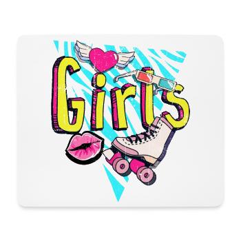 Mädchen Retro Roller Pop Art - Mousepad (Querformat) - Weiß - Vorne