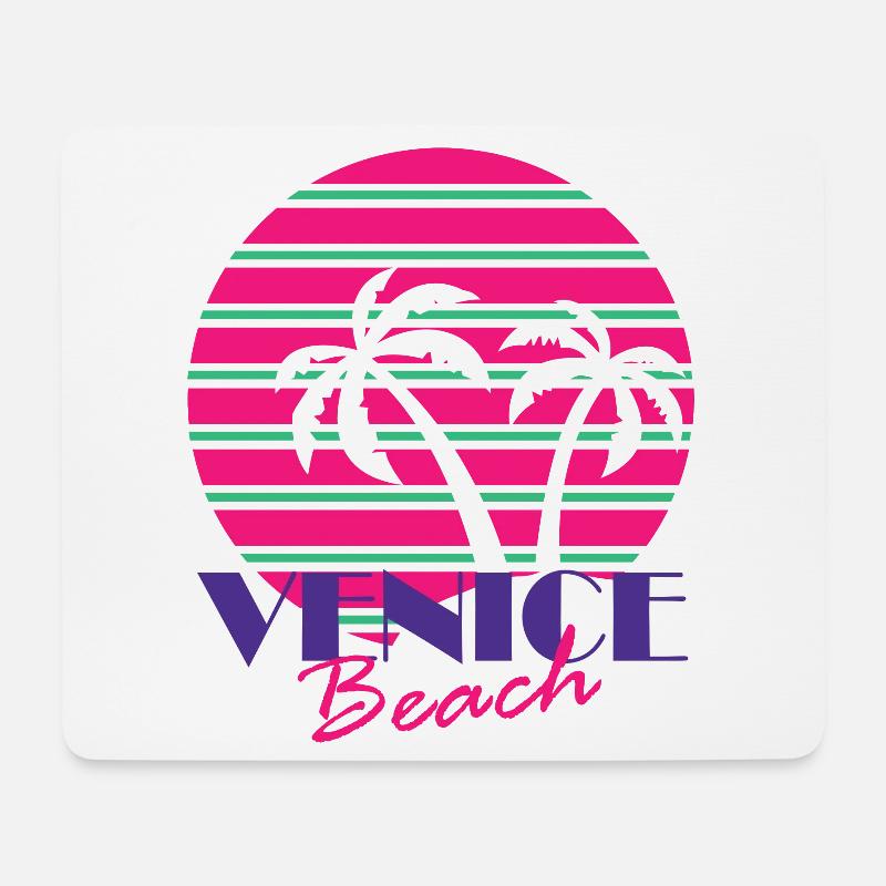 Venice Beach mit Palmen - Mousepad (Querformat) - Weiß