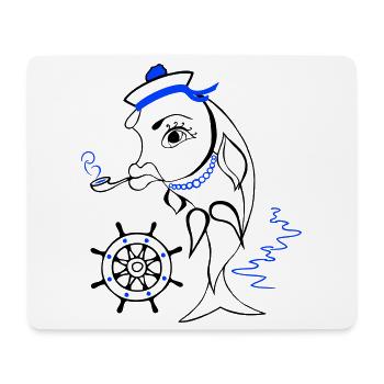 Marin, Poisson, Ahoy - Tapis de souris (format paysage) - blanc - Devant