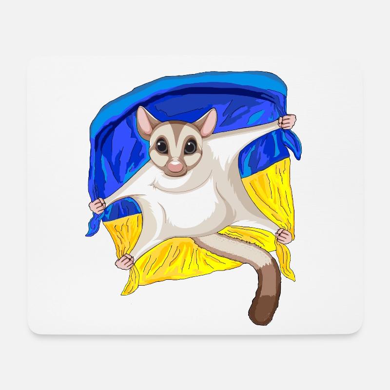 Niedlicher Sugar Glider mit Ukraine Flagge - Mousepad (Querformat) - Weiß