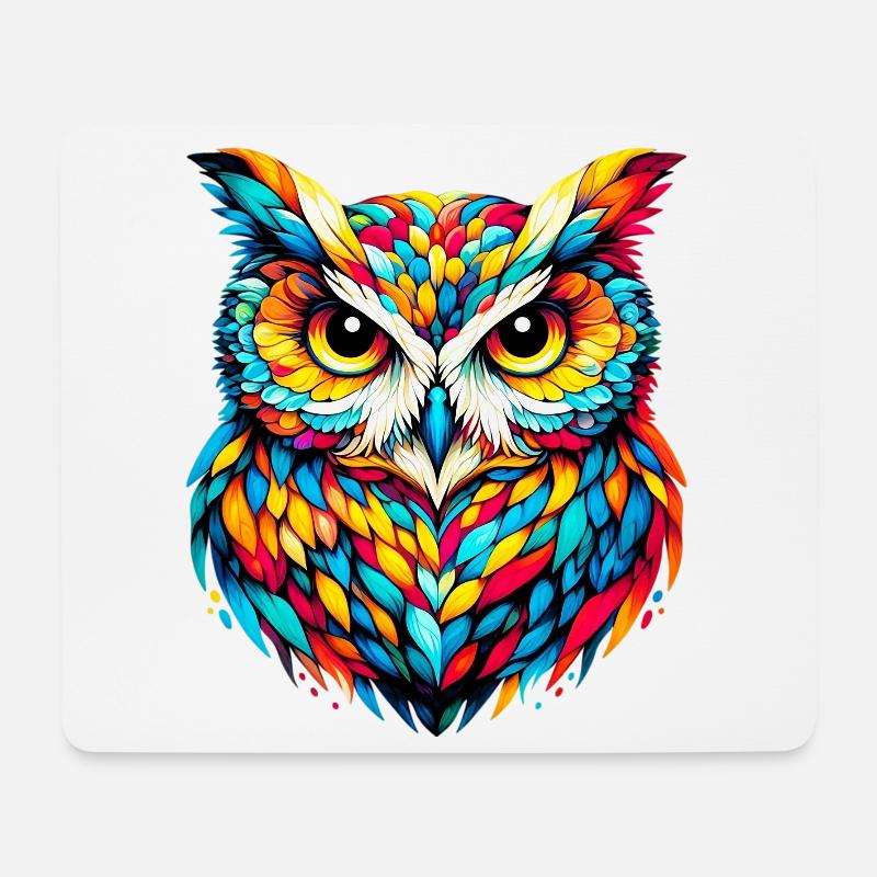 Eule - Mousepad (Querformat) - Weiß