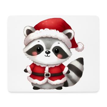 Waschbär in Santa-Kostüm – Süßes Weihnachtsmotiv - Mousepad (Querformat) - Weiß - Vorne