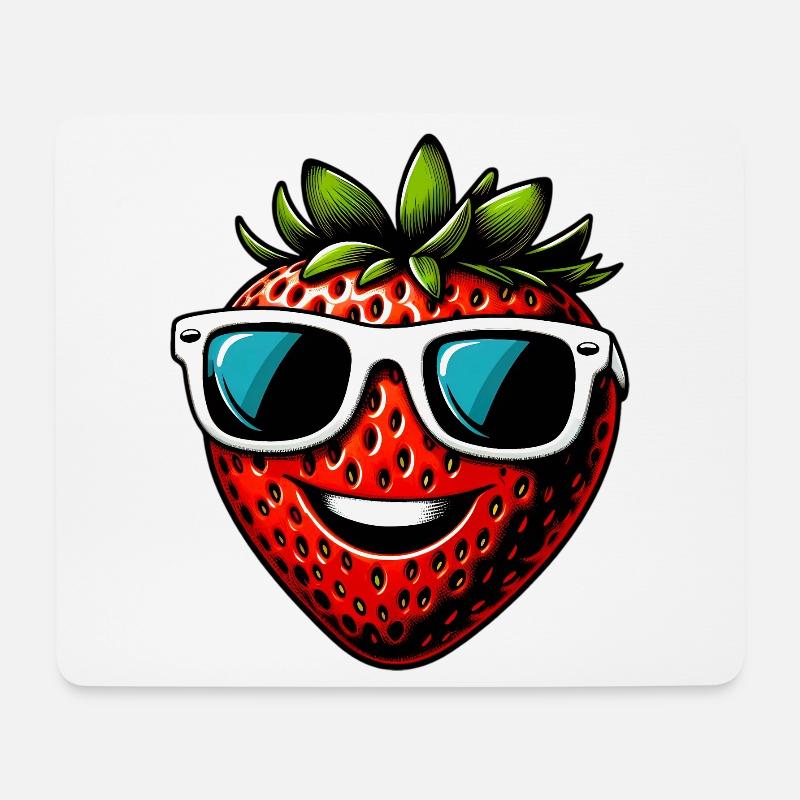 Erdbeeren Erdbeeren - Mousepad (Querformat) - Weiß