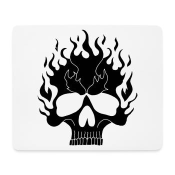 Schwarzer flammender Schädel - Mousepad (Querformat) - Weiß - Vorne